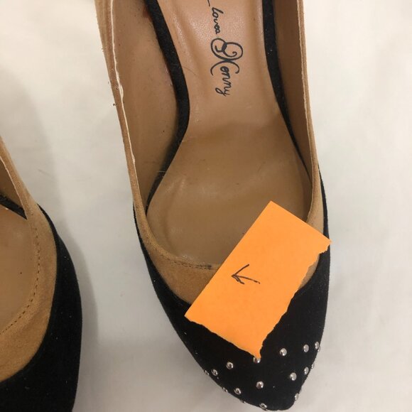 Penny Loves Kenny Women's Suede 5" Pumps Metallic Silver Studded Toe Size 7 New - Picture 12 of 15